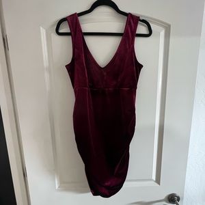 Like New Plum Velvet Ruched Dress